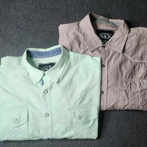 Buckel Black Mens XL Western Shirt 2 Pack Long Sleeve Slim Athletic Fit Cotton